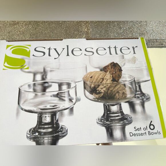 NEW Stylesetter Set of 6 Footed Glass Dessert Bowls. - Picture 4 of 6